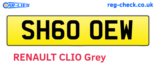 SH60OEW are the vehicle registration plates.