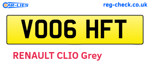 VO06HFT are the vehicle registration plates.
