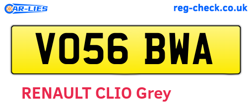 VO56BWA are the vehicle registration plates.