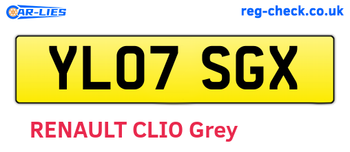 YL07SGX are the vehicle registration plates.