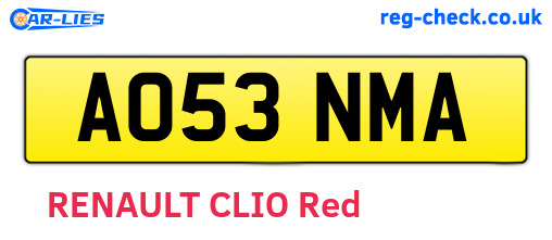 AO53NMA are the vehicle registration plates.