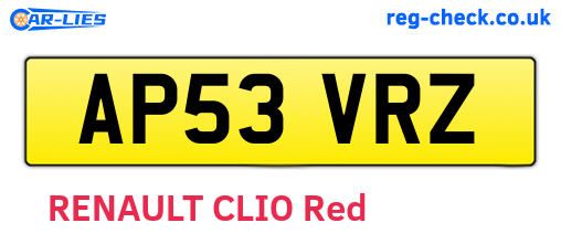 AP53VRZ are the vehicle registration plates.