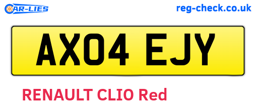 AX04EJY are the vehicle registration plates.