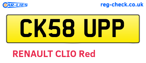 CK58UPP are the vehicle registration plates.