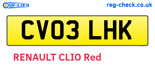 CV03LHK are the vehicle registration plates.
