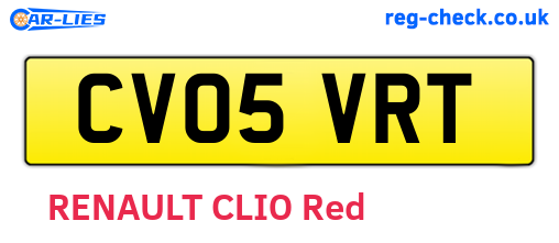 CV05VRT are the vehicle registration plates.