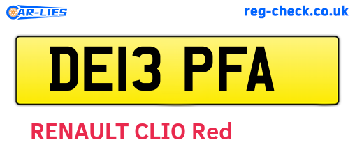 DE13PFA are the vehicle registration plates.