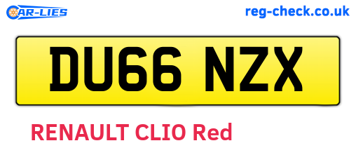 DU66NZX are the vehicle registration plates.