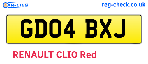 GD04BXJ are the vehicle registration plates.