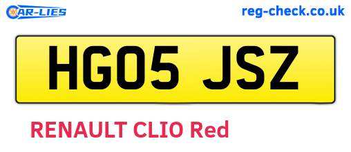 HG05JSZ are the vehicle registration plates.