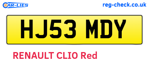 HJ53MDY are the vehicle registration plates.