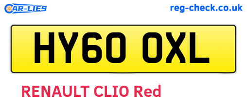HY60OXL are the vehicle registration plates.