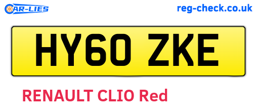 HY60ZKE are the vehicle registration plates.