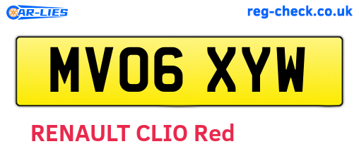 MV06XYW are the vehicle registration plates.