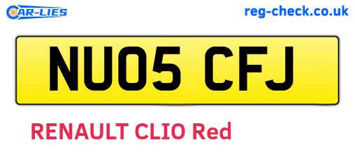NU05CFJ are the vehicle registration plates.