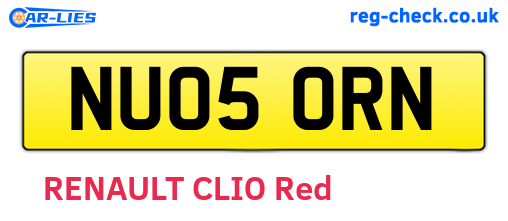 NU05ORN are the vehicle registration plates.