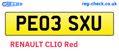 PE03SXU are the vehicle registration plates.