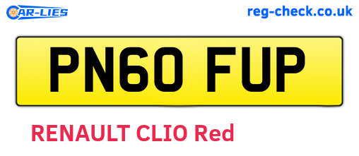 PN60FUP are the vehicle registration plates.