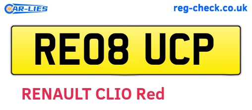 RE08UCP are the vehicle registration plates.