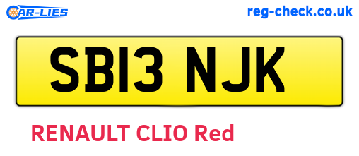SB13NJK are the vehicle registration plates.