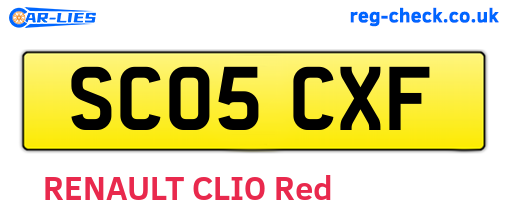 SC05CXF are the vehicle registration plates.
