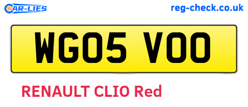 WG05VOO are the vehicle registration plates.