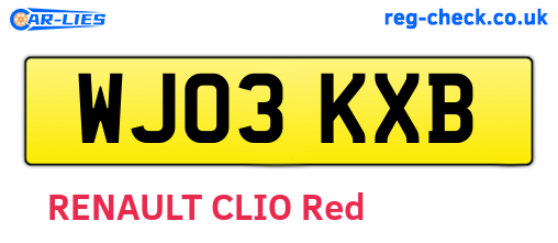 WJ03KXB are the vehicle registration plates.