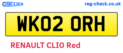 WK02ORH are the vehicle registration plates.