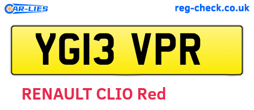 YG13VPR are the vehicle registration plates.