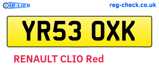 YR53OXK are the vehicle registration plates.