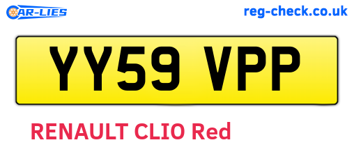 YY59VPP are the vehicle registration plates.