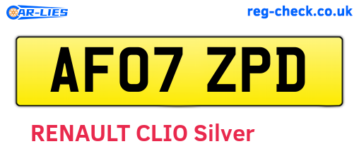 AF07ZPD are the vehicle registration plates.