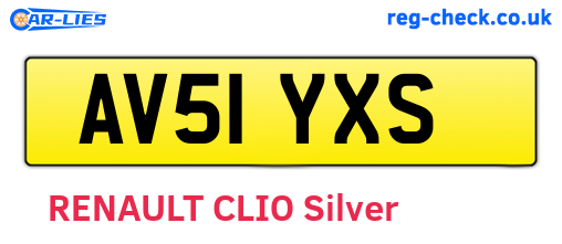 AV51YXS are the vehicle registration plates.