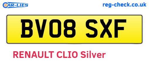 BV08SXF are the vehicle registration plates.