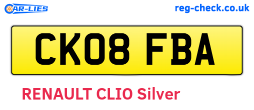 CK08FBA are the vehicle registration plates.