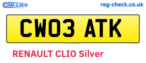 CW03ATK are the vehicle registration plates.
