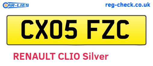 CX05FZC are the vehicle registration plates.
