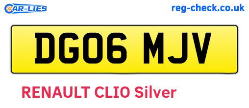 DG06MJV are the vehicle registration plates.
