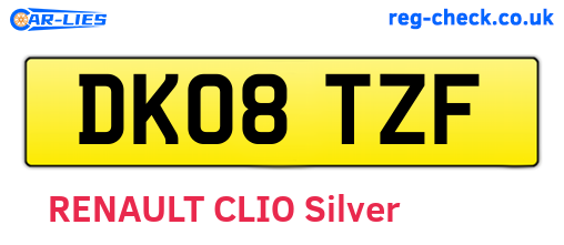 DK08TZF are the vehicle registration plates.