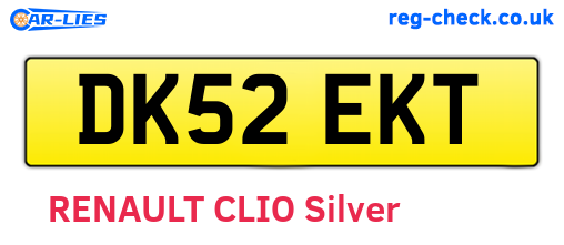 DK52EKT are the vehicle registration plates.