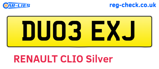 DU03EXJ are the vehicle registration plates.