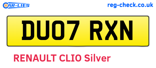 DU07RXN are the vehicle registration plates.