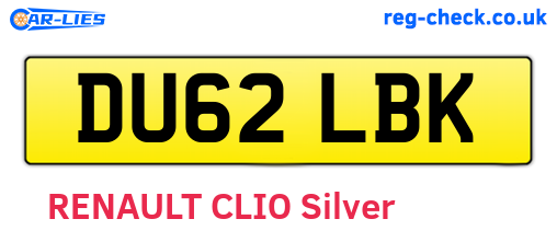 DU62LBK are the vehicle registration plates.