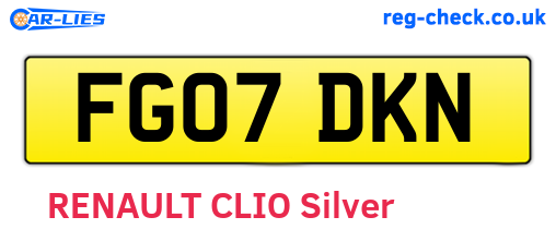 FG07DKN are the vehicle registration plates.