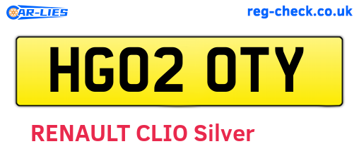 HG02OTY are the vehicle registration plates.