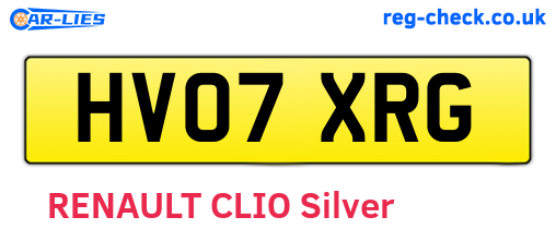 HV07XRG are the vehicle registration plates.