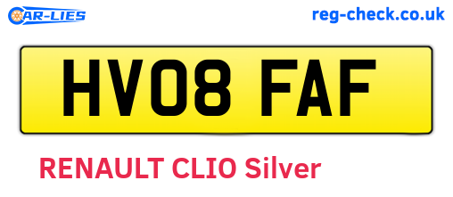 HV08FAF are the vehicle registration plates.
