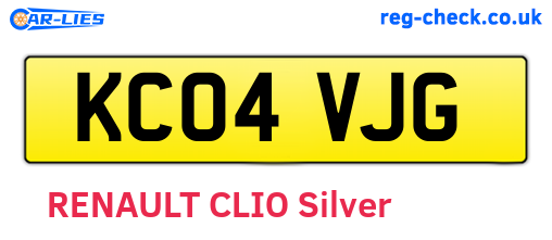 KC04VJG are the vehicle registration plates.