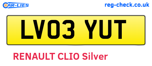 LV03YUT are the vehicle registration plates.