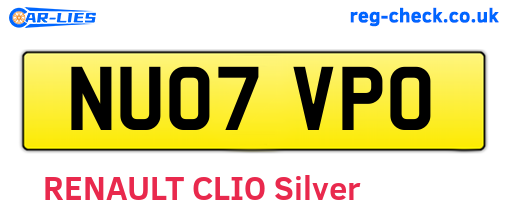 NU07VPO are the vehicle registration plates.